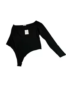 Neu mit Etikett LNA Clothing Slade schwerer gerippter One-Shoulder-Body schwarz 2X - Bild 1 von 10