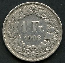 1906 Switzerland 1 Franc Silver Coin (5 Grams .835)