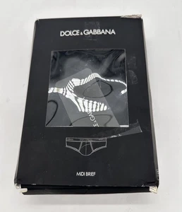 NEW Dolce & Gabbana Mens Cotton Midi Brief Black Size US X-Large XL FREE Ship - Picture 1 of 4