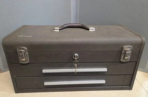 Schöner Original Kennedy #220B 2 Schubladen Maschinist Werkzeugkoffer braun mit Schlüssel - Bild 1 von 8