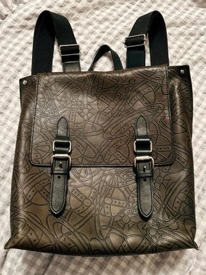 Кожаный рюкзак Vivienne Westwood темно-коричневый с тисненным логотипом подлинный - Изображение 1 из 4