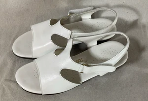 SAS 12 WW  Suntimer Heel Strap Sandal Summer Shoes Flats White Pearl Black Sole - Picture 1 of 7