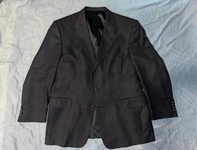 Hart Schaffner Marx Men's 44S Navy Check Sport Coat Wool/Silk Blend - Image 1 of 4