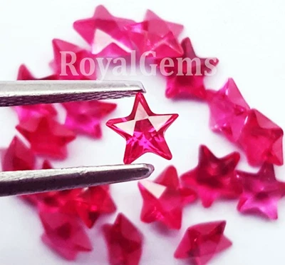 Natural Blood Red Ruby 25 Pcs Lot 4 MM Star Shape Loose Gemstone Certified - Image 1 of 4