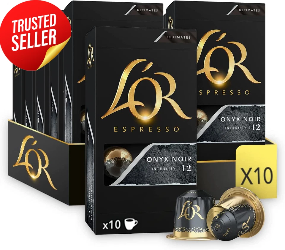 L'OR Espresso Onyx Intensity 12 Aluminium Coffee Capsules Compatible with Nespre