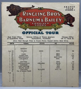 Vintage Ringling Brothers 1949 Card Official Tour Flyer Combined Shows Barnum Ba - Picture 1 of 6