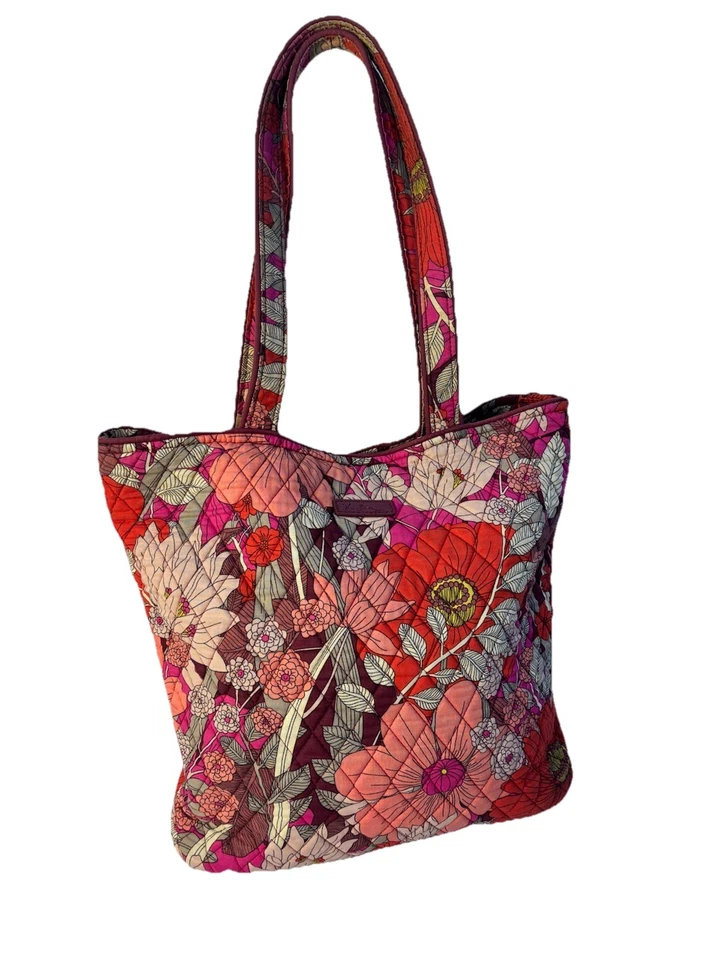 Сумка с короткими ручками Vera Bradley на кнопках - богемный принт с цветами красные розы бордовый цветочный цветок - Изображение 1 из 1