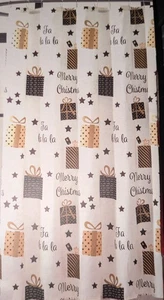 Multi Weihnachtsgeschenke Stoff Duschvorhang weiß schwarz gold beige - Bild 1 von 8