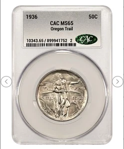 1936 CAC Graded Oregon Commemorative Half Dollar certified MS 65 By CACG! - Picture 1 of 7
