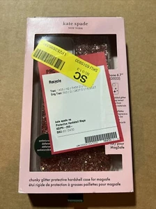 Funda rígida Kate Spade Magsafe iPhone 14 15 PLUS 6.7 Gruesa Brillo Oro Rosa - Imagen 1 de 2
