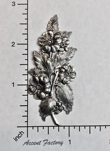 30434 Victorian Floral Spray Jewelry Finding Matte Silver Oxidized  - Picture 1 of 3
