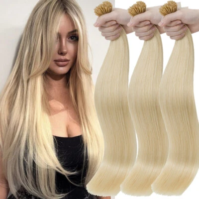 Extensiones de cabello humano Remy con punta en I gruesa cuentas microanillo preunidas 100 g EE. UU. Foto 1 de 4
