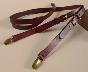 Vintage Red Brown Leather Adult H Y-Back Suspender Belt For Men Jeans Skirt Clip - Picture 1 of 14