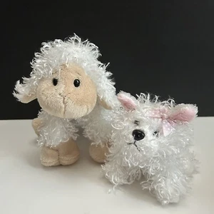 Set of 2 Ganz Lamb HM201 Curly White Terrier HS106 Plush Toy Web/LilKinz No Code - Picture 1 of 11