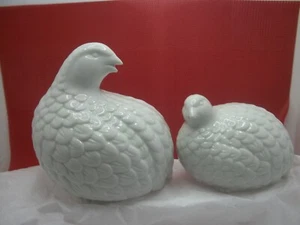 Vintage Quail Figurines Toyo No Hokori Pride of the Orient White Ceramic Pair - Picture 1 of 6