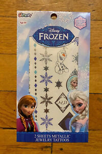 NEW Disney Frozen Tattoos Anna Elsa princess & Olaf & jewelry designs Ages 4+