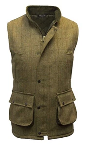 Mens Derby Tweed Short Sleeve Shooting Hunting Bodywarmer Waistcoat Gilet - Picture 1 of 3