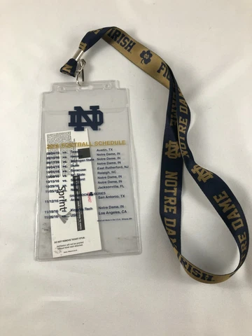 Notre Dame Football 2016 Schedule Lanyard with Miami Ticket Cover