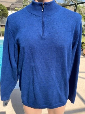 Garret Scott Extra Fine Merino 1/2 Zip Blue Sweater Mens L Large - Image 1 of 3