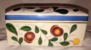 Vintage Ceramic Large Jewelry Trinket Box w/Lid Hand Painted 8" - Picture 1 of 8