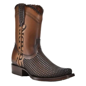 Cuadra Men's Denver Brown Laser & Woven Narrow Square Toe Boots CU817 - Picture 1 of 40