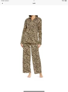 Nordstrom Flanell Patchwork Shore Leopardenmuster Pyjama Set hellbraun Größe Small - Bild 1 von 3