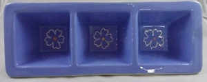 Blossoms and Blooms Triple Divided Dish Periwinkle Blue Lime Green Polka Dots - Picture 1 of 6