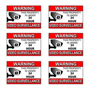 6 video surveillance warning sticker SIGN cctv decal caution security home alarm - Bild 1 von 1