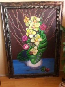Painting by local artist beautiful flowers in the Vase. Oil painting Art gallery - Picture 1 of 1