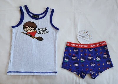 Harry Potter Boys Grey Blue Printed Singlet & Trunk Underwear Set Size 6/8 New - image 1 of 4