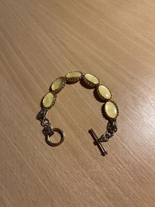 Monet Costume Jewellery | Vintage Brass & Imitation Amber Bracelet - Picture 1 of 5