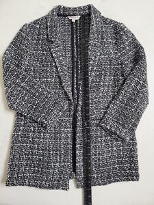 Nanette Lepore Tweed Womens Blazer Jacket Black/White Size Small, 3/4 Sleeve