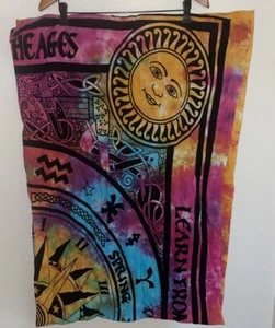 Tapestry Panel Window Covering Celestial Zodiac Tie Dye 25” X 74” - Picture 1 of 8