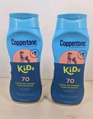 Coppertone Kids FPS 70 Protector Solar Loción Resistente al Agua 8oz Lote de 2 Botellas Foto 1 de 4
