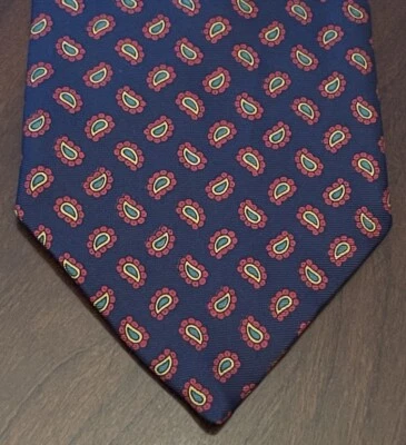 Corbata Charles Rose London azul rojo 100 % seda para hombre hecha en Reino Unido Foto 1 de 4