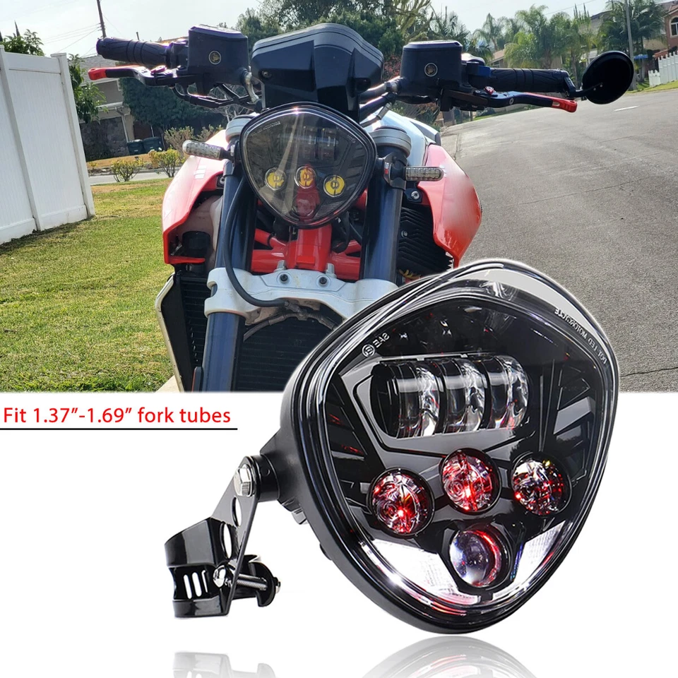 Faro LED de 7" alto/bajo DRL blanco rojo + soporte de 1,69" para Aprilia Shiver 750 900 Foto 1 de 4