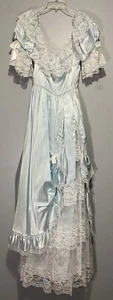 Vintage 80s Zum Zum Dress 7/8 Southern Belle Tiered Lace Prairie Country Prom - Picture 1 of 20