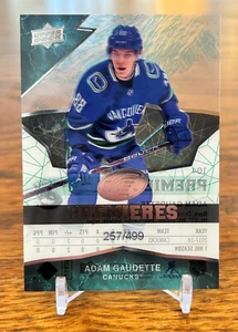 2018-19 UD Ice ADAM GAUDETTE Premieres #/499 Rookie Vancouver Canucks Card - Picture 1 of 2