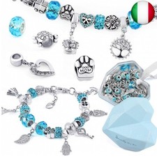 Tacobear 56pezzi Bracciale Charms Kit Braccialetti DIY Ragazza Creazione (Blu)