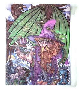 Vtg. 89 Dan Thompson Wizards Thoughts Fantasy Art Print Dragons Unicorns Fairies - Picture 1 of 6