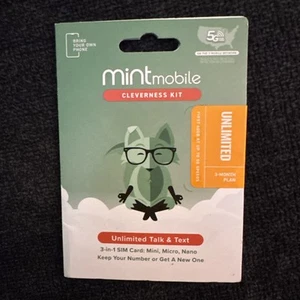 Mint Mobile Phone Plan with Unlimited Talk, Text & Data for 3 Months - Photo 1 sur 1