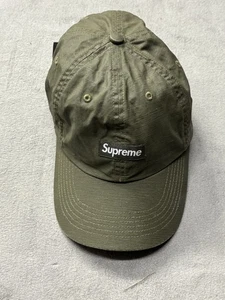 Supreme Hat Cap Strap Back Olive Green Nylon Patch Mens Made in USA Streetwear - Picture 1 of 6