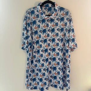 Performance Polo Anti-UV Moisture Wicking Tropical All Over Print Shirt 3XL - Picture 1 of 6