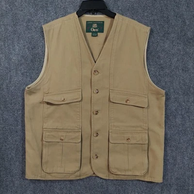 Orvis Vest Mens Large Khaki Canvas Field Utility Safari Multi Pocket Outdoor - Image 1 of 4