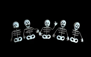 5 Metall Skelett Pfahl Hof Lichter Halloween Keramik Scheune 11" hoch braucht Pfähle - Bild 1 von 23