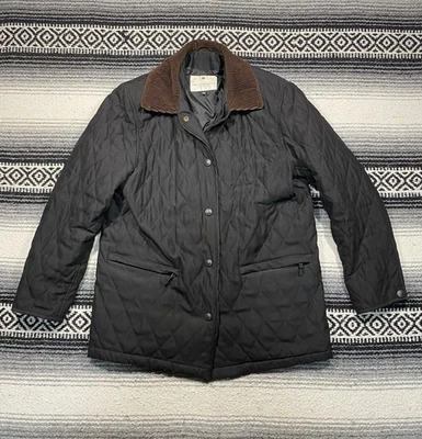 Abrigo Chaqueta Acolchada Saks Fifth Avenue Mujer M Negro Forrado Bolsillos Broches a Presión Foto 1 de 4