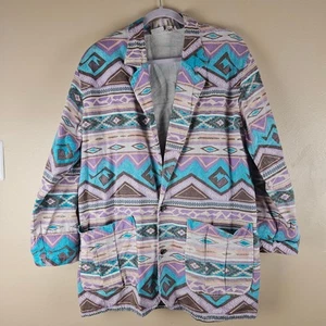 Giacca blazer oversize Southwest stampa azteca anni 90 vintage Chico's taglia 2 - Foto 1 di 6