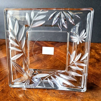 Vtg Studio Nova 8"x 8" Clear Etched Crystal Picture Frame, Fits 4x4 Photo/Japan. - Image 1 of 4