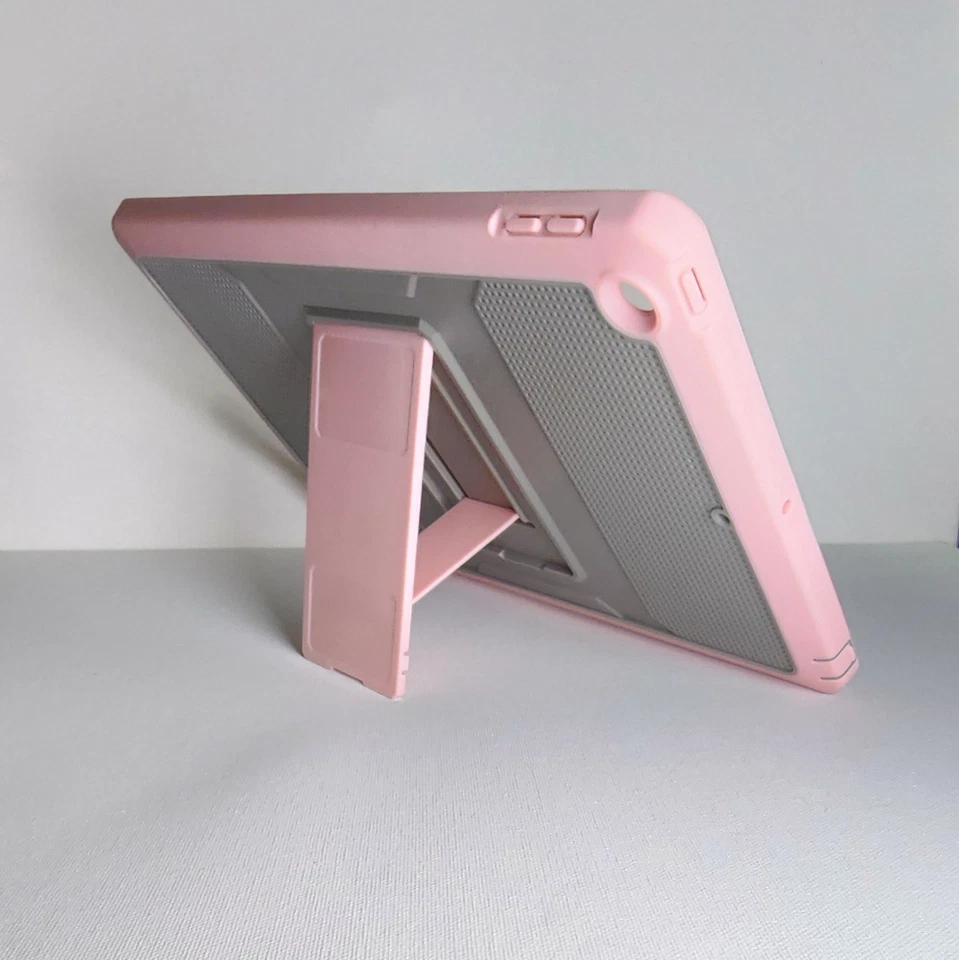 Capa iPad 10,2 polegadas rosa e cinza com suporte e protetor de tela - Imagem 1 de 3