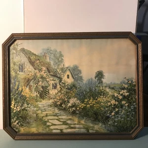 John Joseph Halford Ross English Cottage Garden Print Framed Vintage/antique - Picture 1 of 9